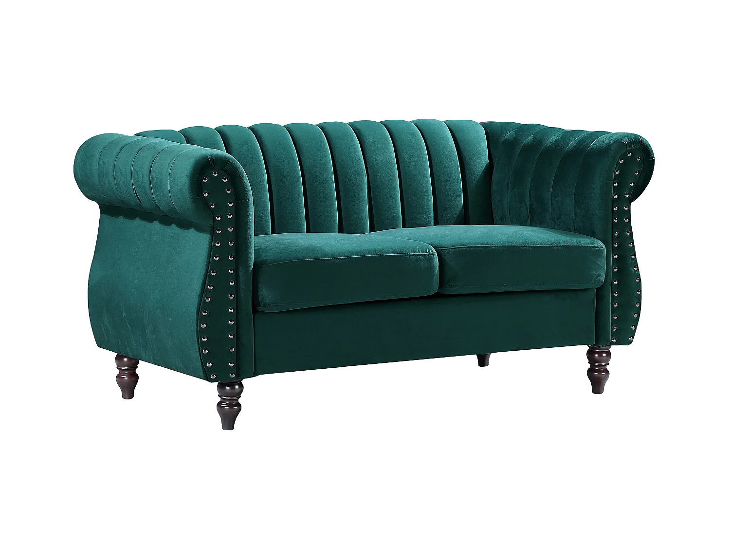 Canapé chesterfield 2 places en velours vert émeraude TRUMBO