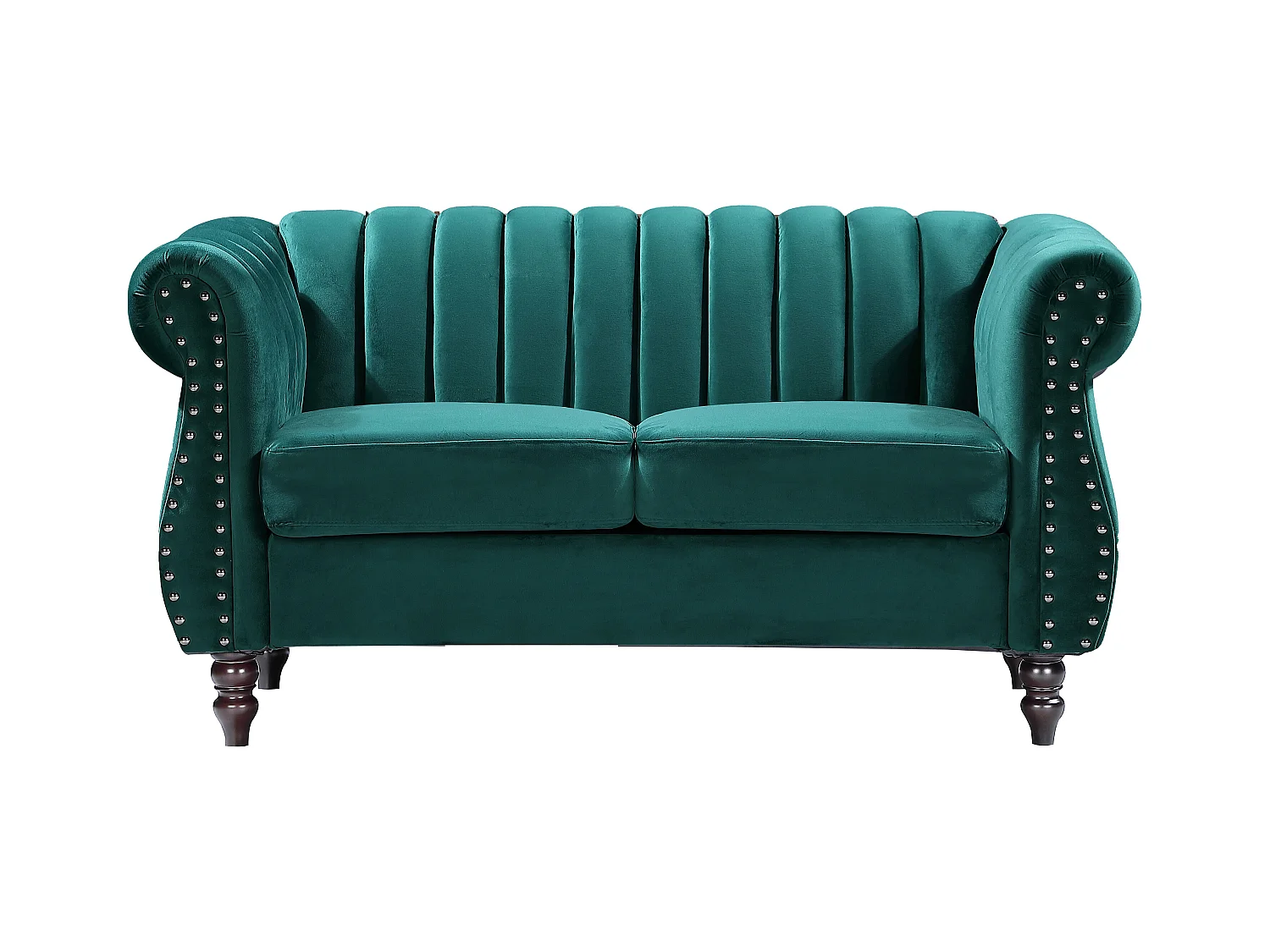 Canapé chesterfield 2 places en velours vert émeraude TRUMBO
