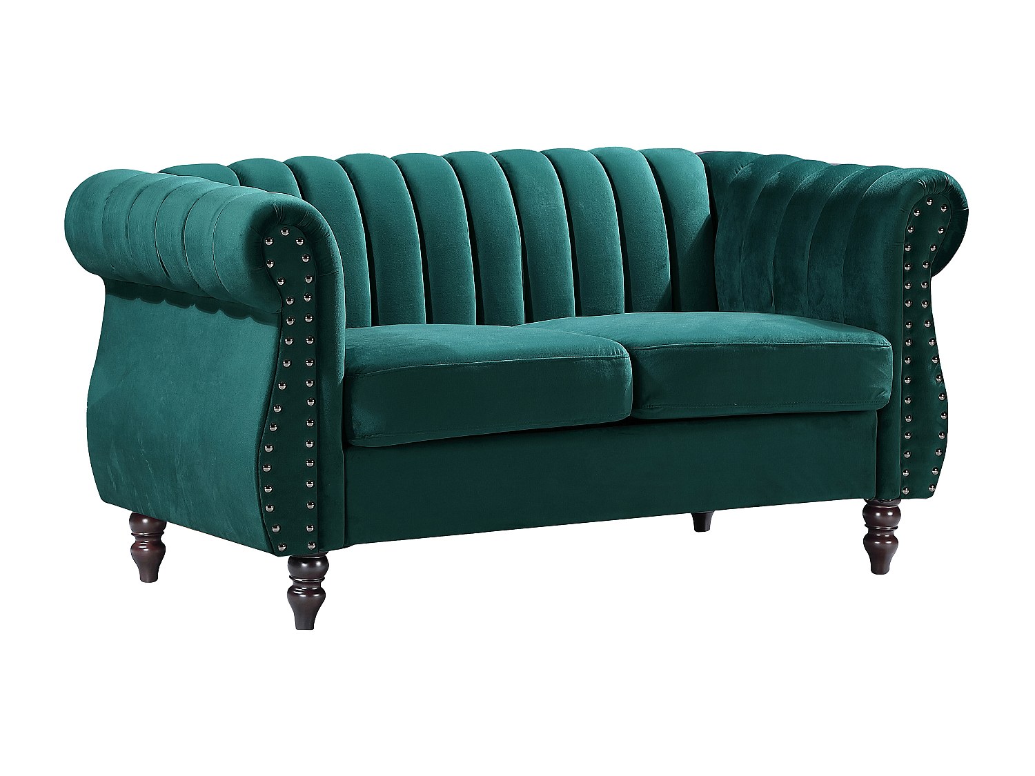 Chesterfield-Sofa - 2-Sitzer - Samt - Smaragdgrün - TRUMBO günstig online kaufen