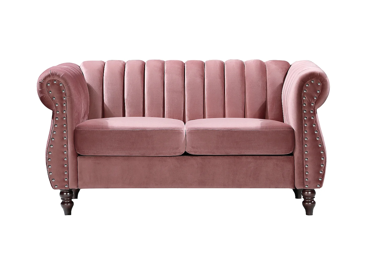 Canapé chesterfield 2 places en velours vieux rose TRUMBO