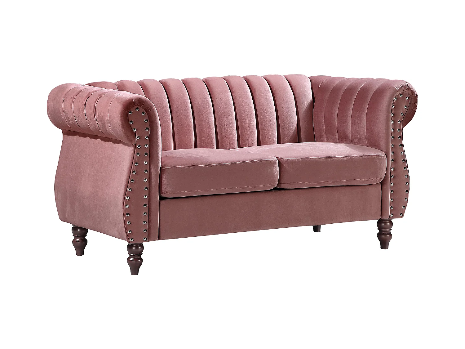 Canapé chesterfield 2 places en velours vieux rose TRUMBO