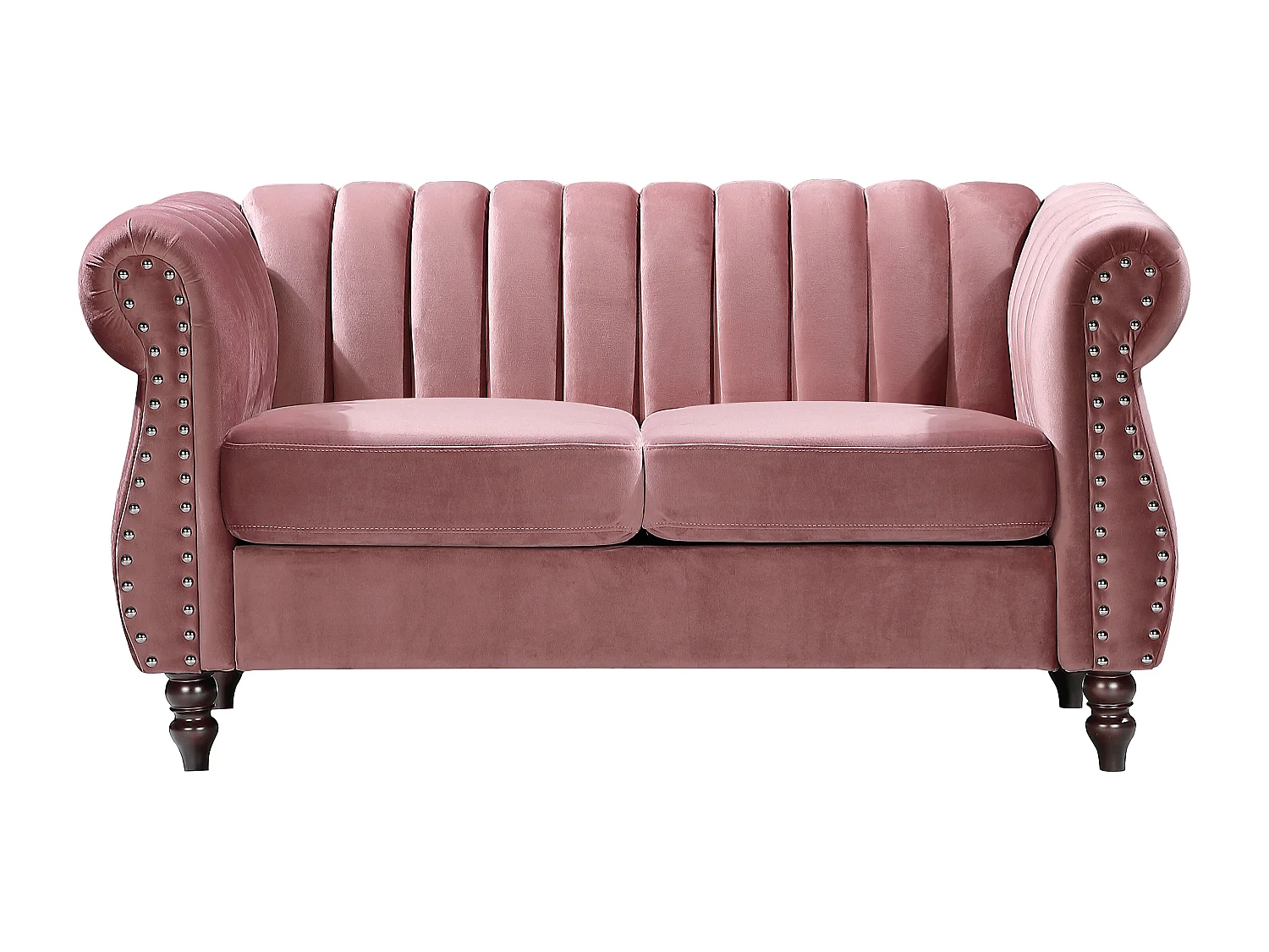 Chesterfield-Sofa - 2-Sitzer - Samt - Altrosa - TRUMBO