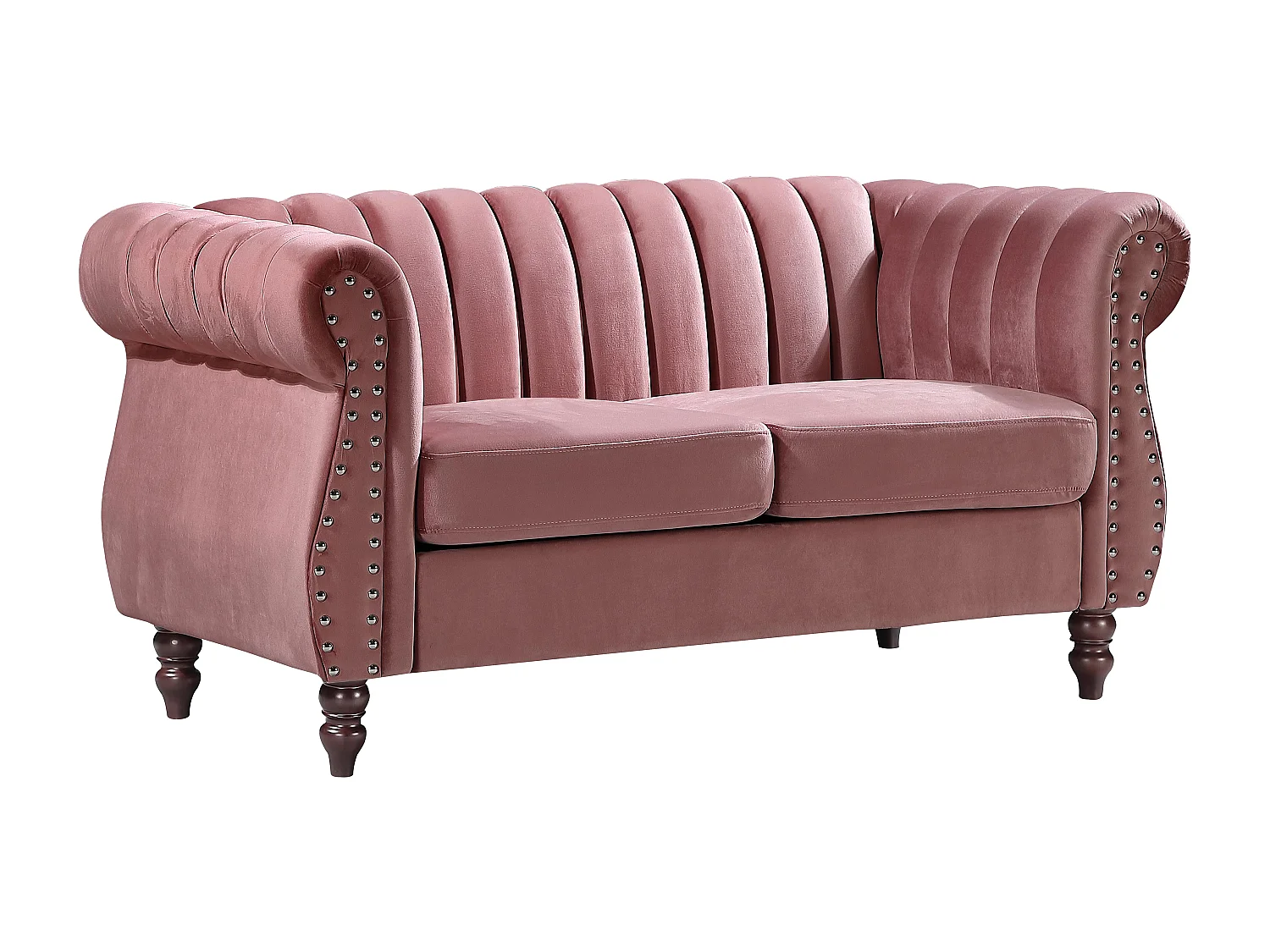 Chesterfield-Sofa - 2-Sitzer - Samt - Altrosa - TRUMBO
