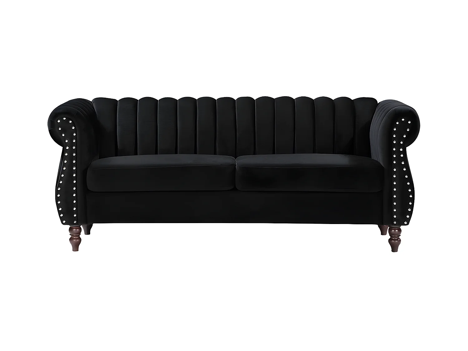 Chesterfield-Sofa - 3-Sitzer - Samt - Schwarz - TRUMBO