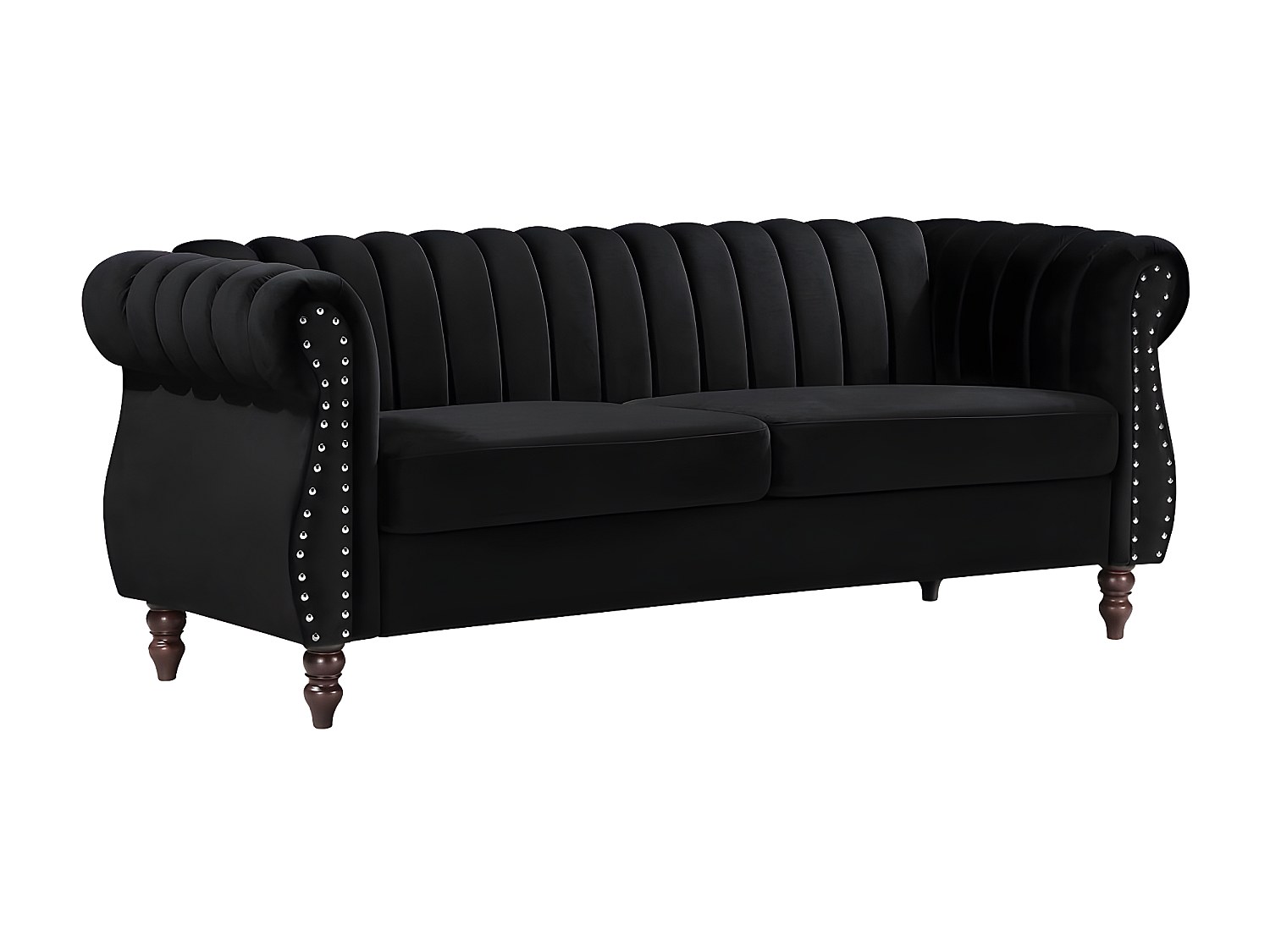 Chesterfield-Sofa - 3-Sitzer - Samt - Schwarz - TRUMBO günstig online kaufen