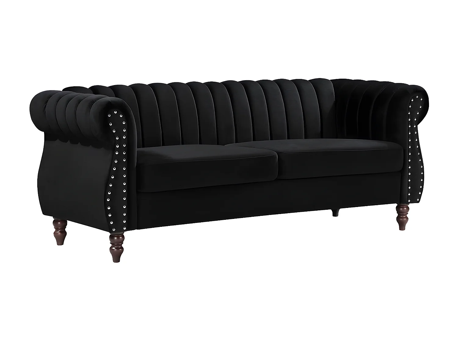 3-seters chesterfield-sofa i svart fløyel TRUMBO