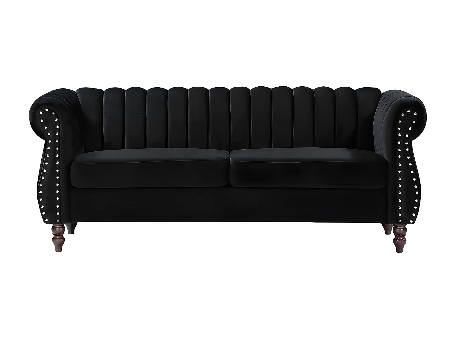 3-seters chesterfield-sofa i svart fløyel TRUMBO