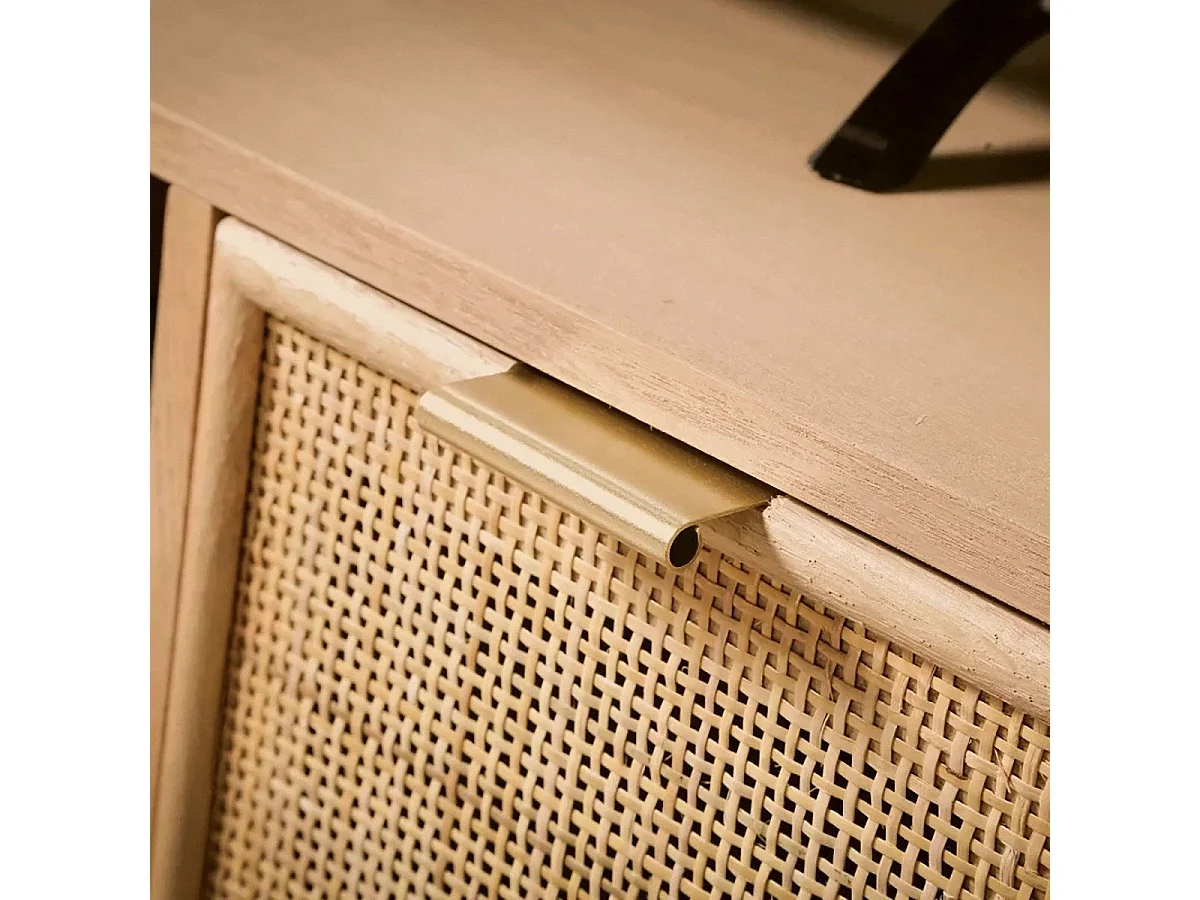 TV-meubel met 2 lades en rotan voorkant L100 cm - MIYA