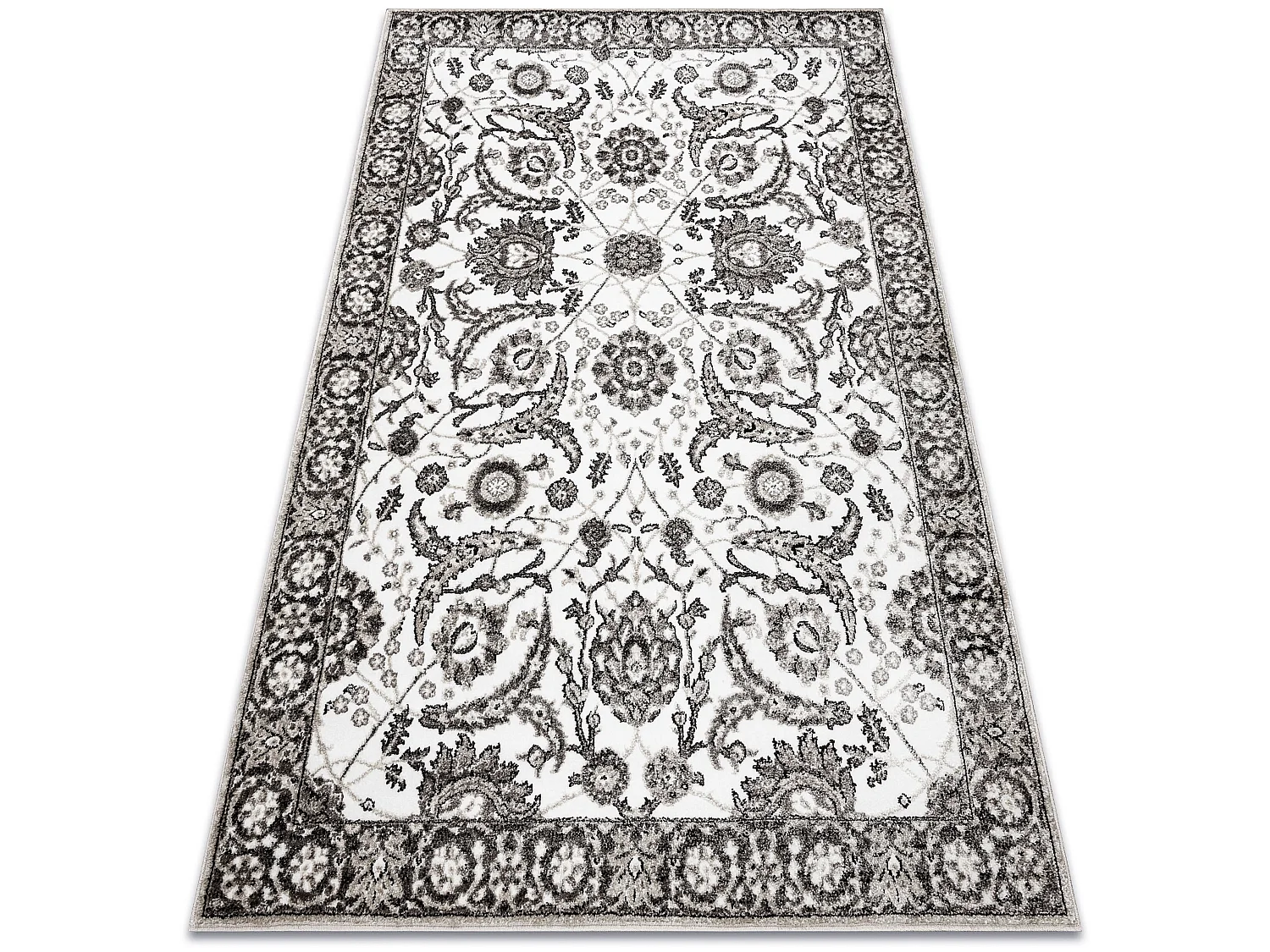 Tapijt MATEO 8037/944 Modern kader, bloemen - structureel grijs / beig 120x170 cm