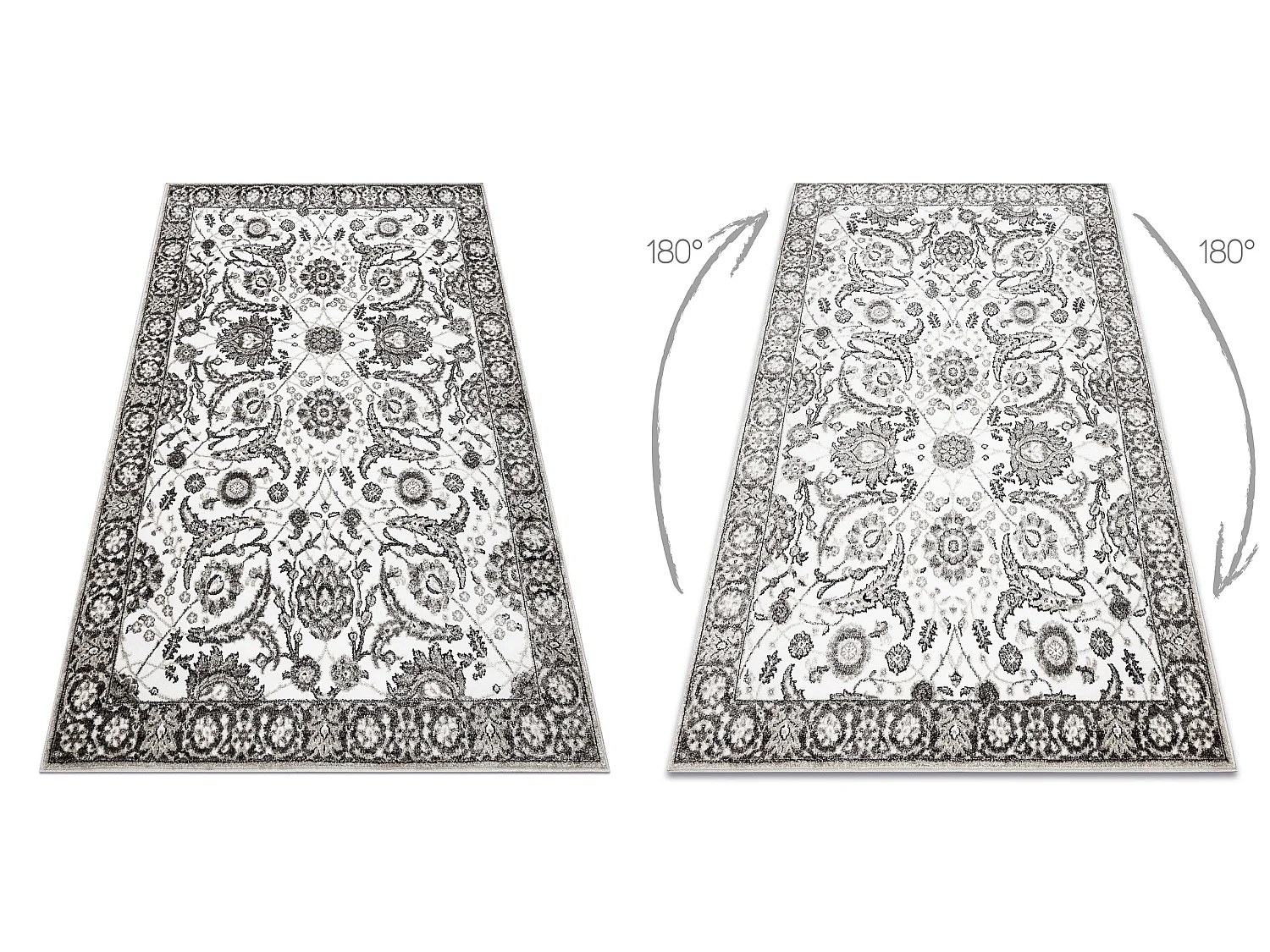 Tapijt MATEO 8037/944 Modern kader, bloemen - structureel grijs / beig 120x170 cm