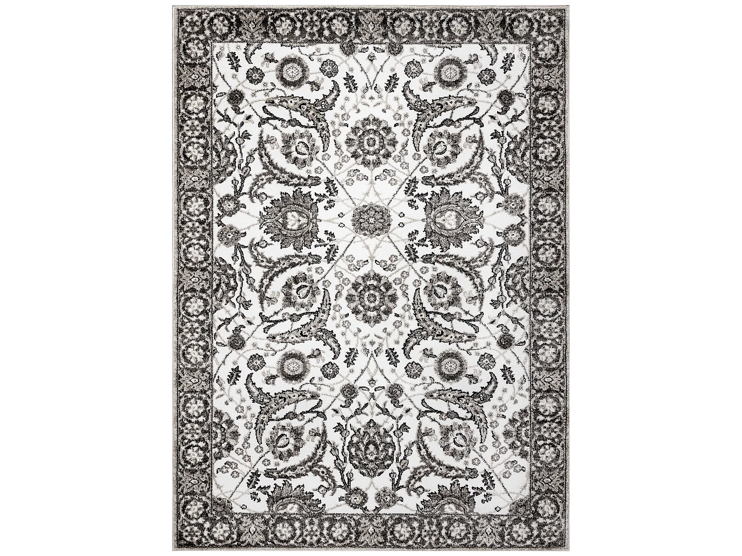 Tapijt MATEO 8037/944 Modern kader, bloemen - structureel grijs / beig 120x170 cm