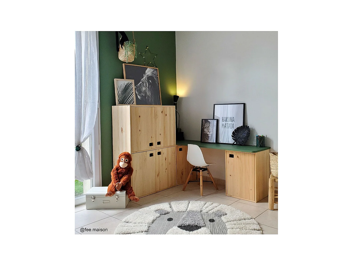 Schrank aus Rohkiefernholz mit 1 Tür und 2 Fächern "Dinamic"