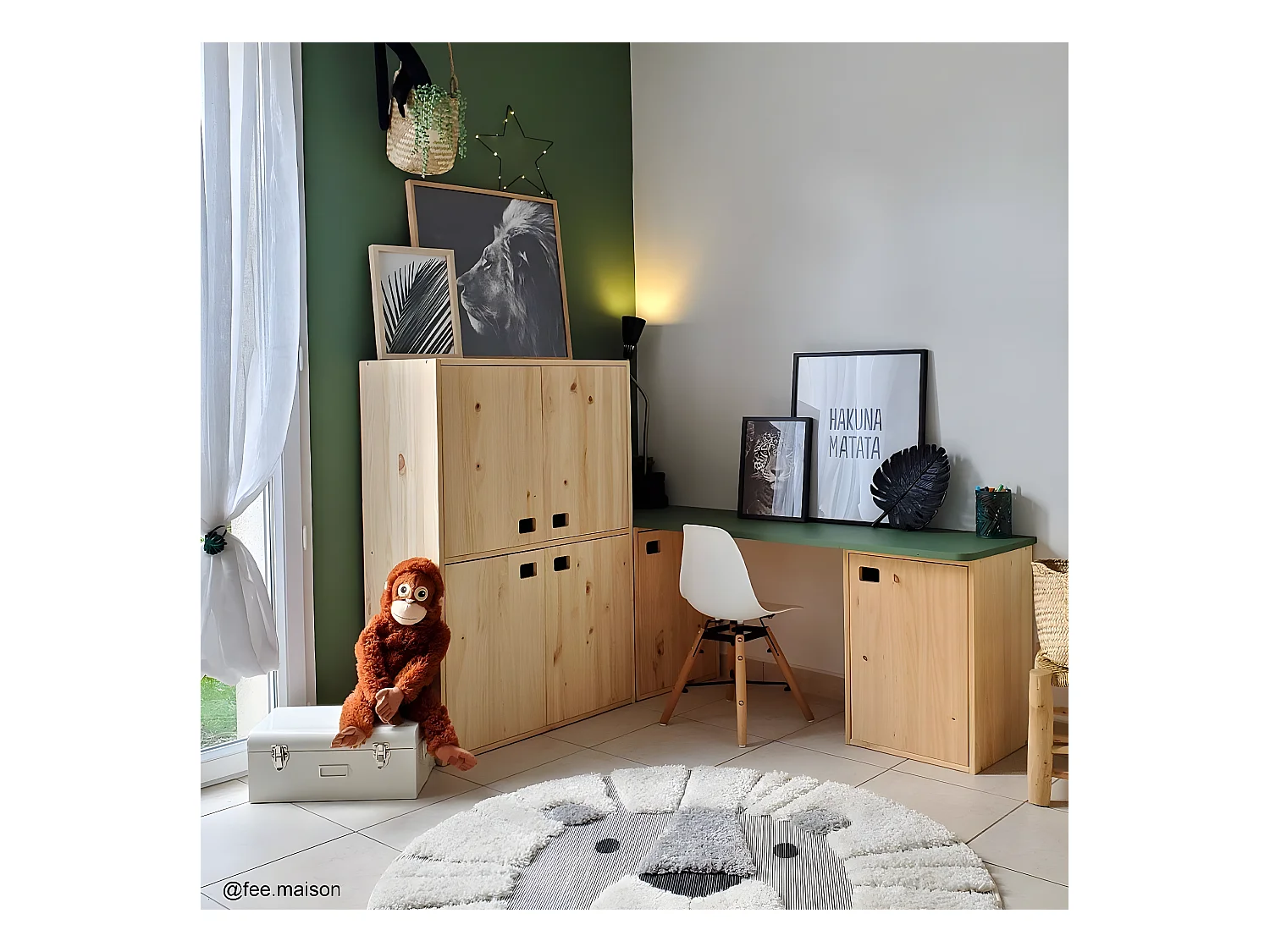 Schrank aus Rohkiefernholz mit 1 Tür und 2 Fächern "Dinamic"