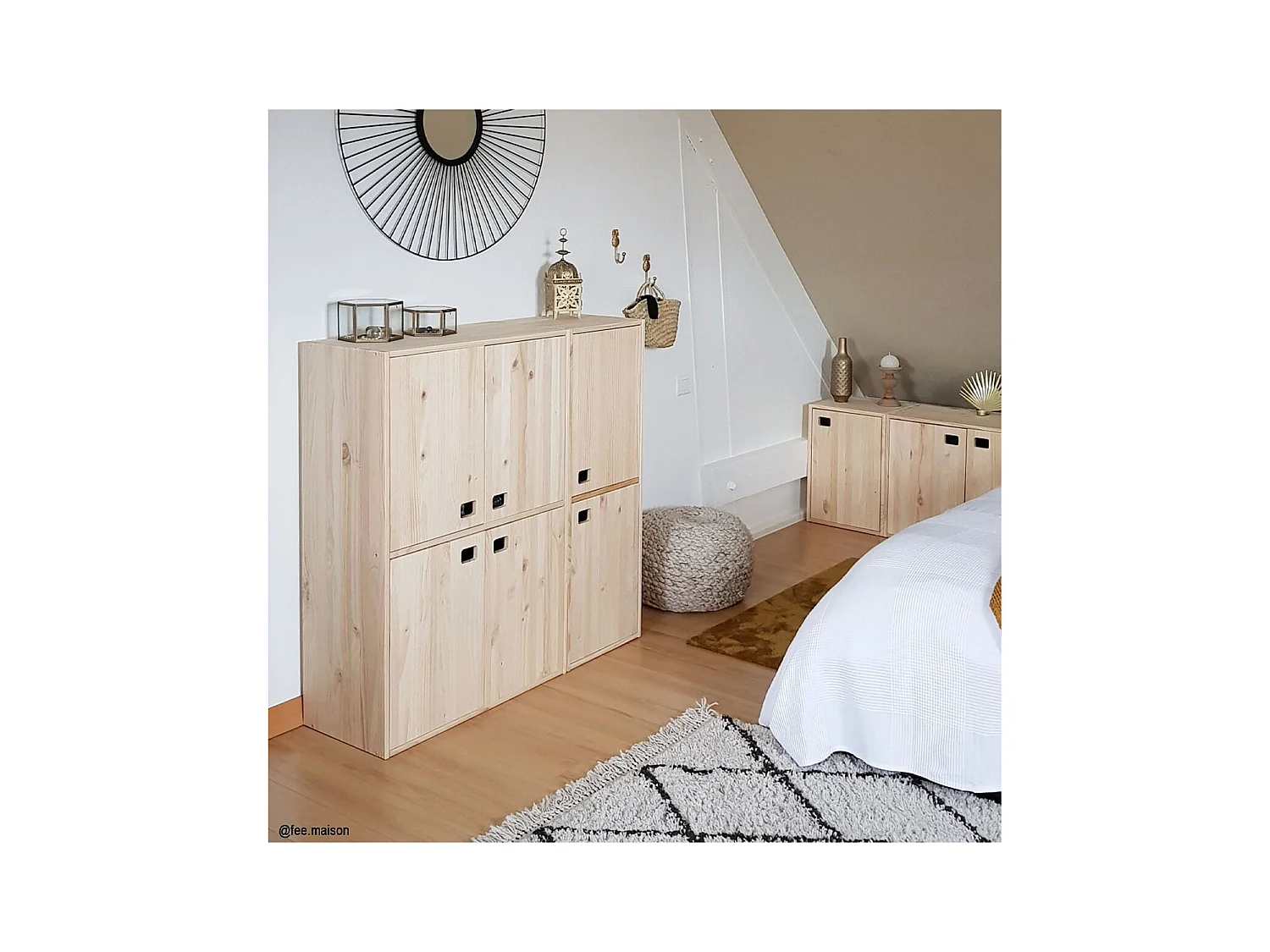 Schrank aus Rohkiefernholz mit 1 Tür und 2 Fächern "Dinamic"