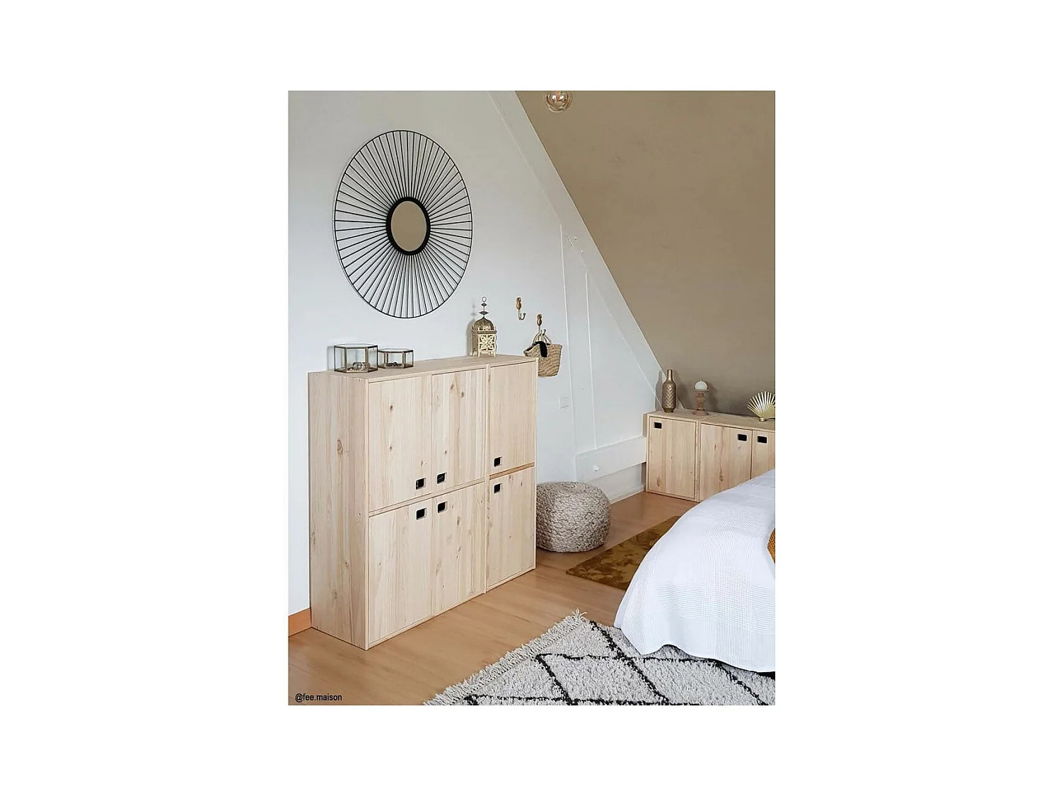 Schrank aus Rohkiefernholz mit 1 Tür und 2 Fächern "Dinamic"