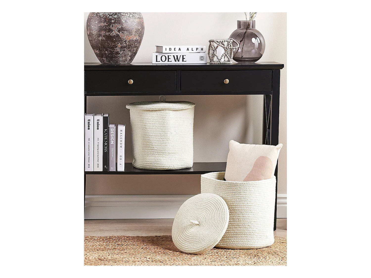 Set di 2 cestini SILOPI Cotone Bianco sporco