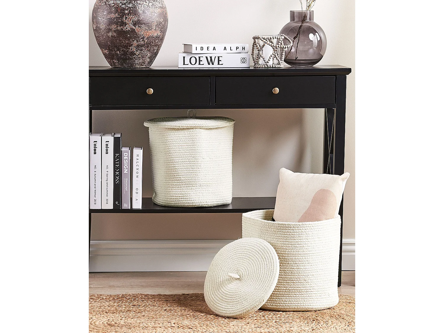 Conjunto de 2 cestos SILOPI Algodão Branco creme