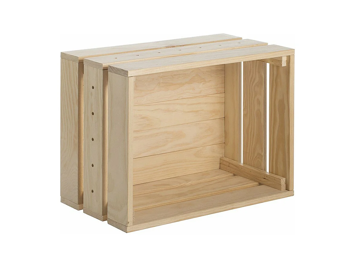 Stapelbare Kiste aus massivem Kiefernholz - L51,2 x H28 cm