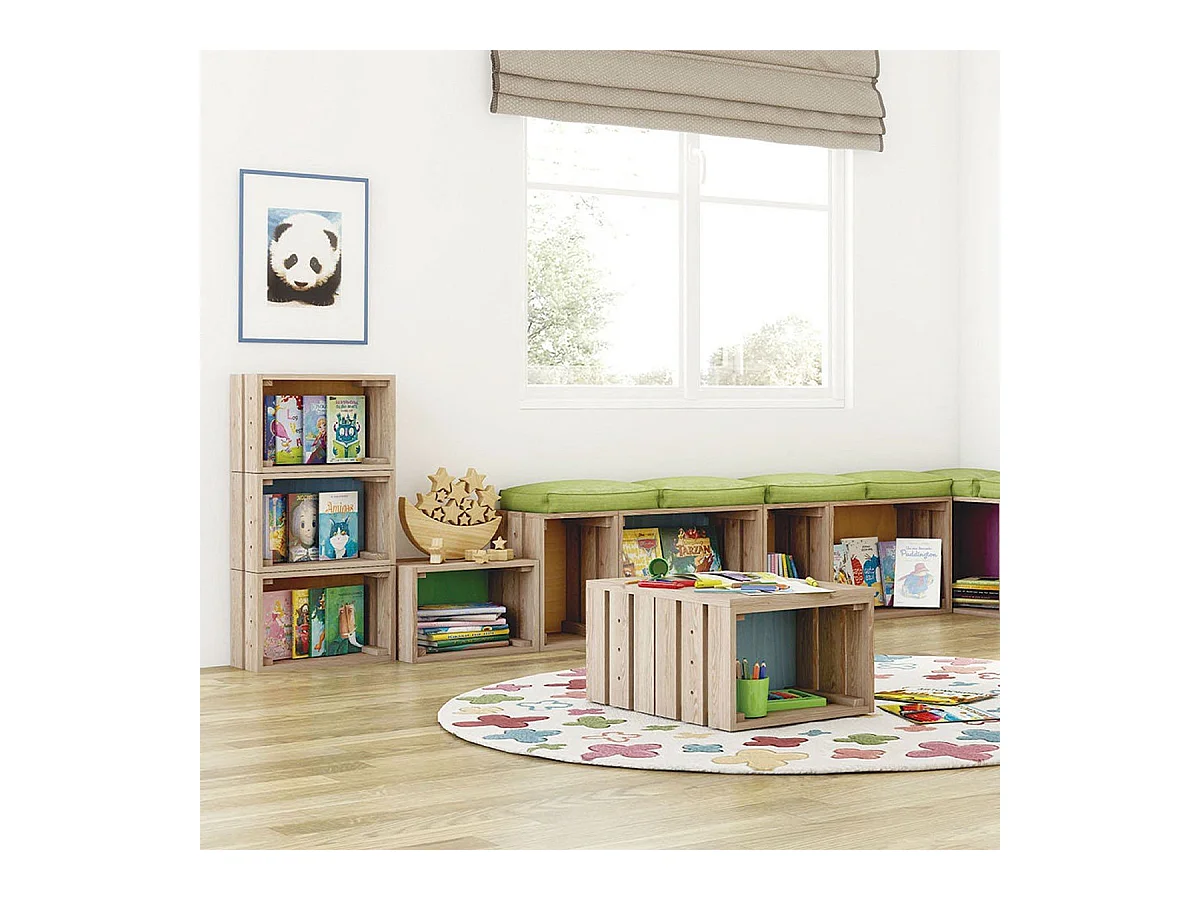 Stapelbare Kiste aus massivem Kiefernholz - L51,2 x H28 cm