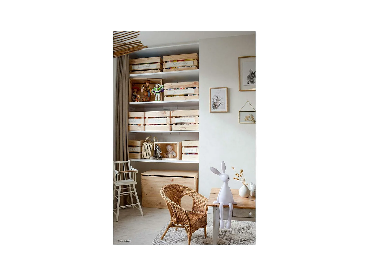 Stapelbare Kiste aus massivem Kiefernholz - L51,2 x H28 cm