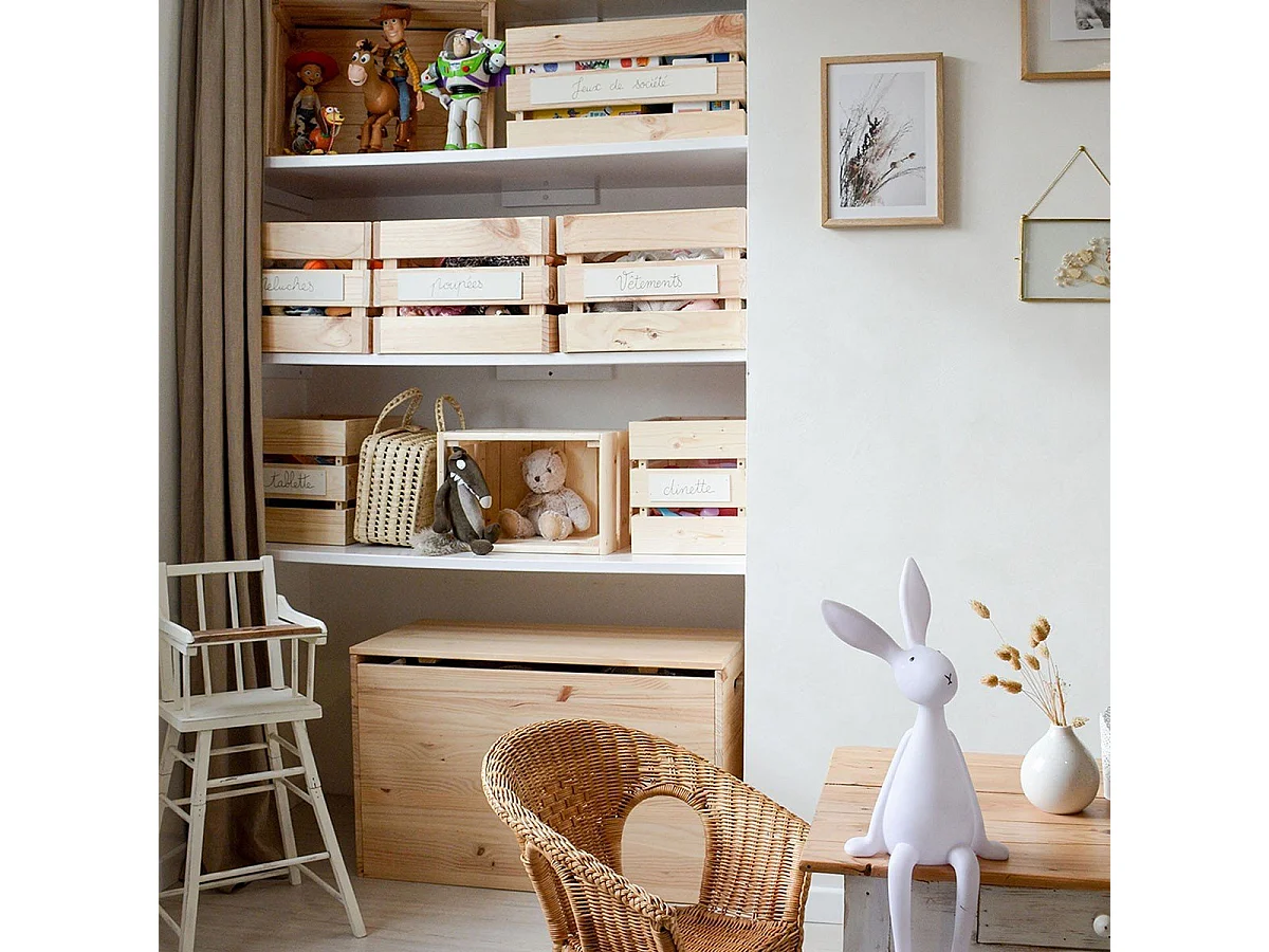 Caisse en Pin Massif Empilable - L51,2 x H28 cm