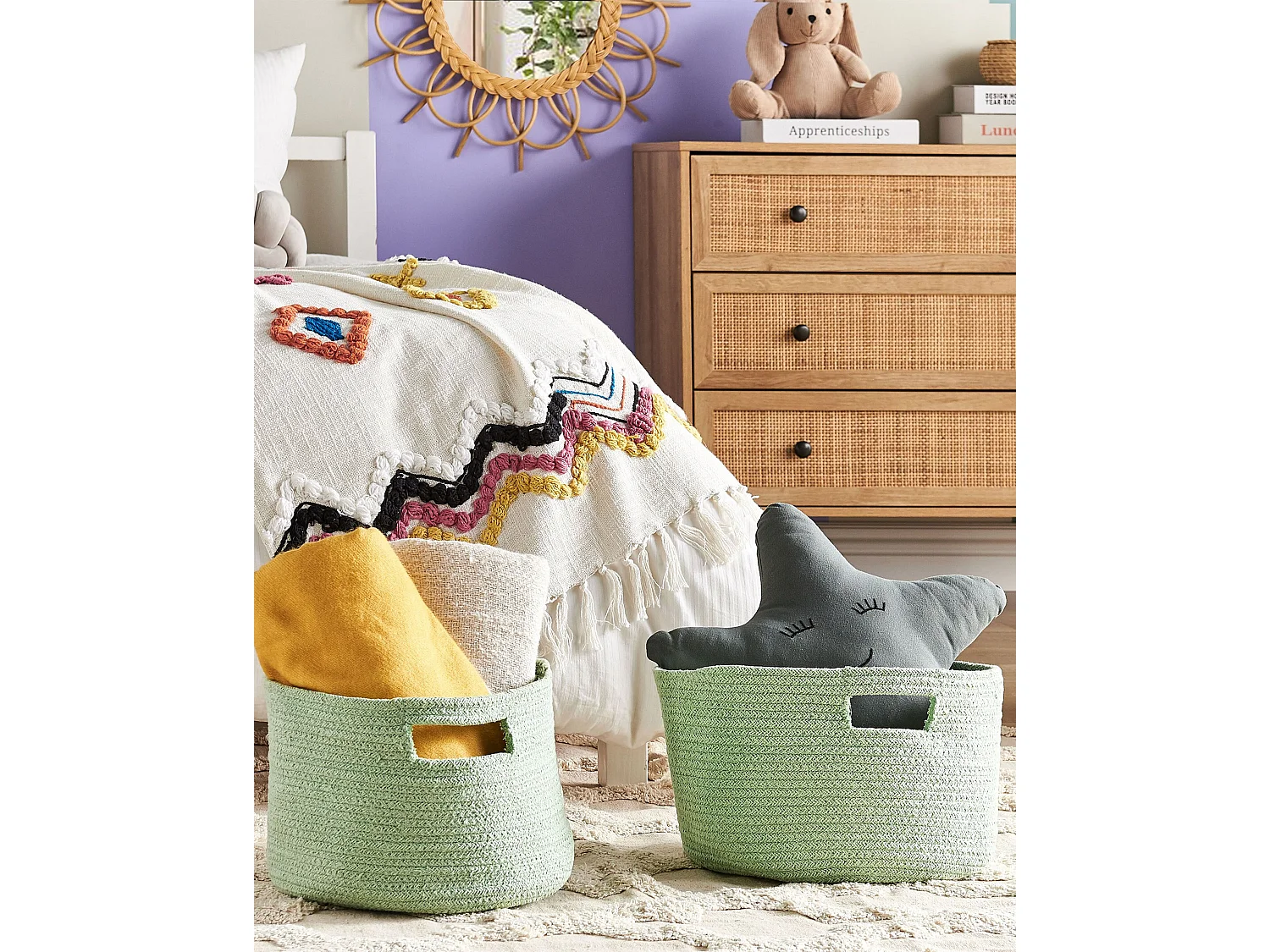 Lot de 2 paniers CHINIOT Coton Vert clair