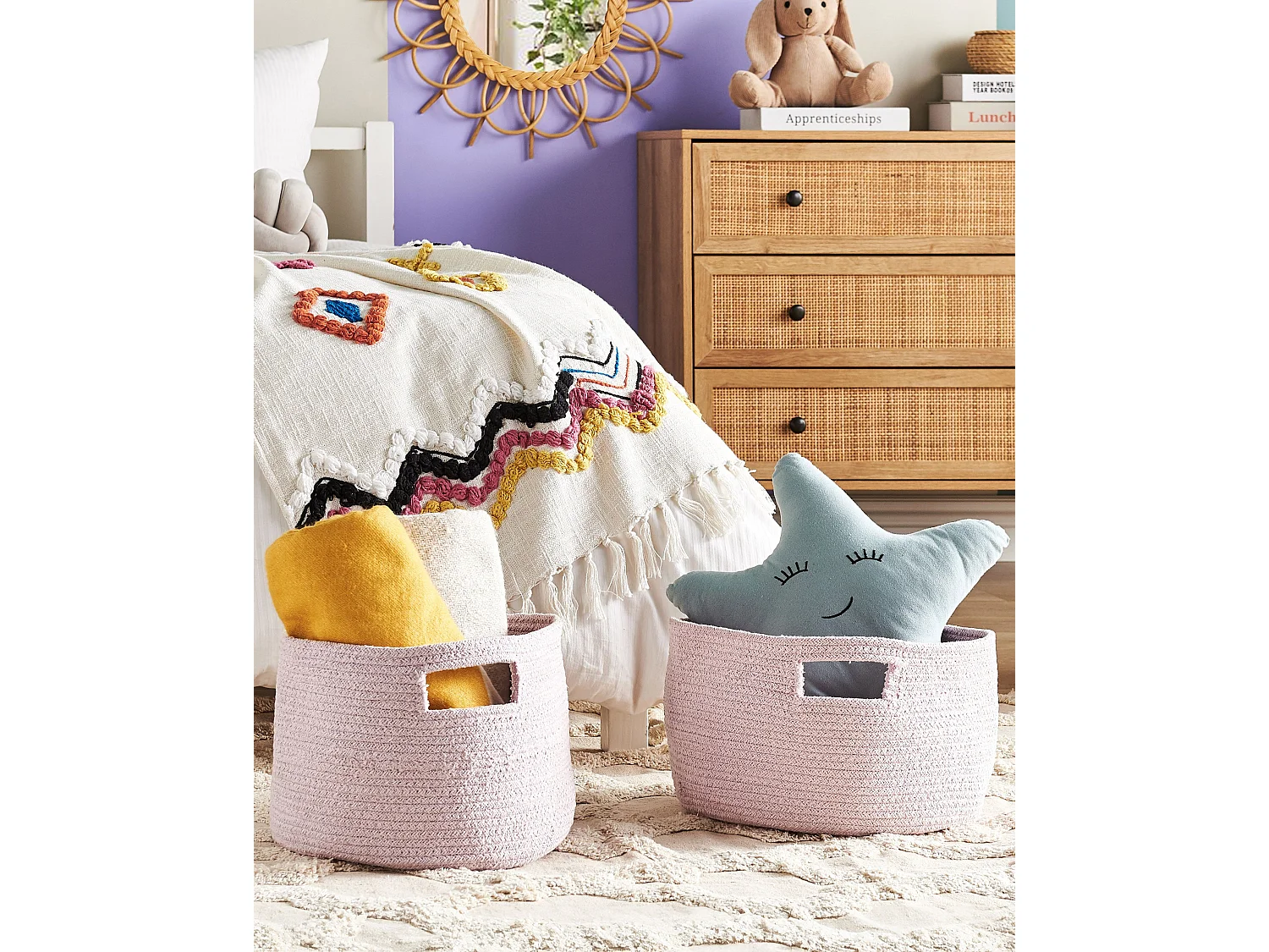 Lot de 2 paniers CHINIOT Coton Rose pastel