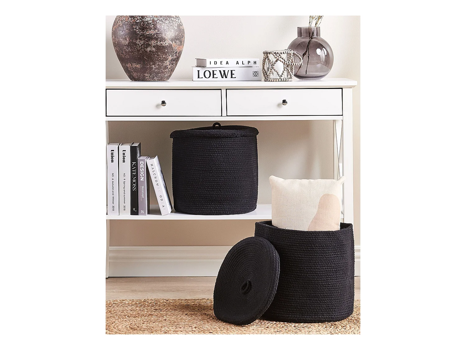 Lot de 2 paniers SILOPI Coton Noir