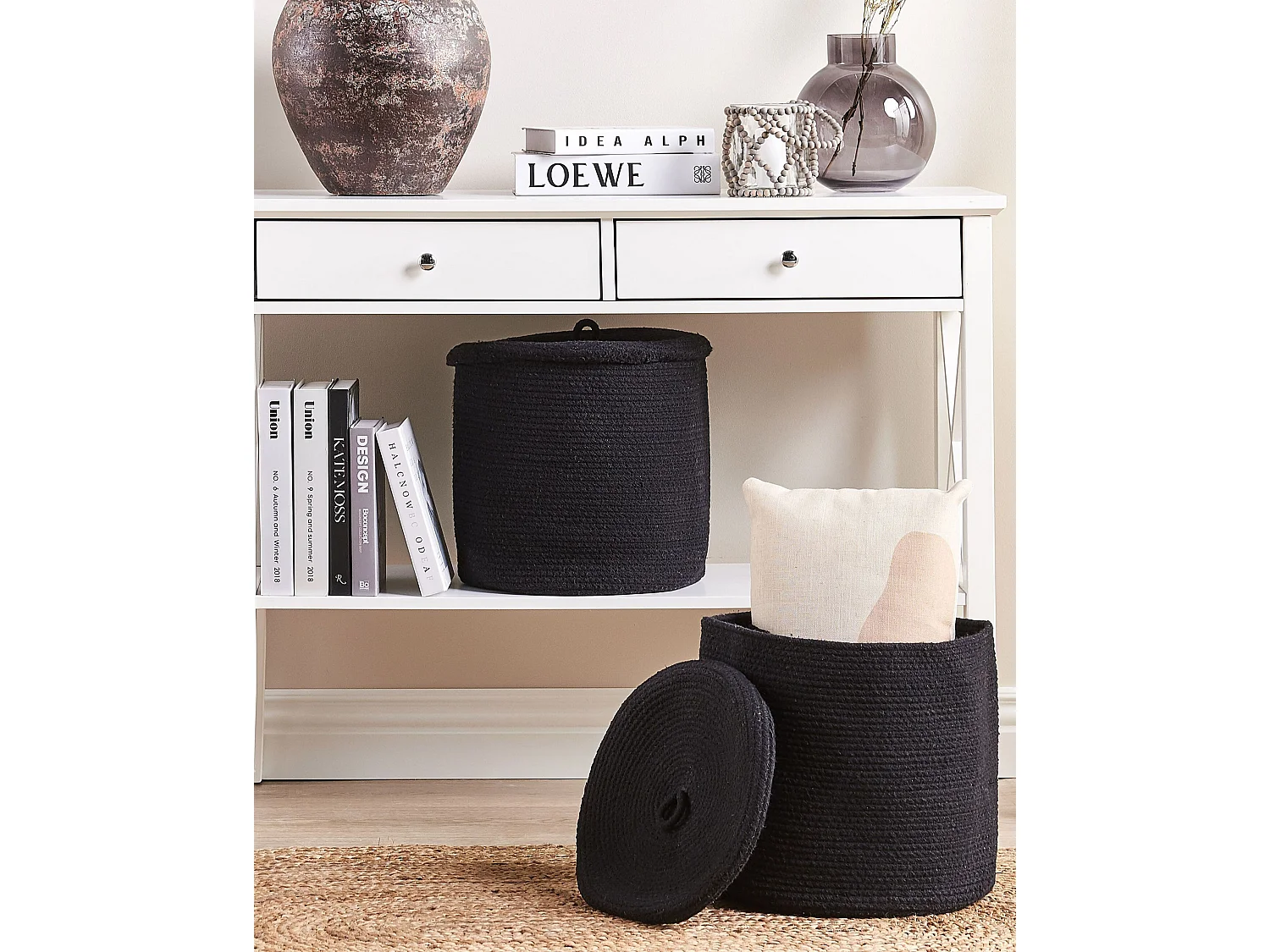 Set of 2 Baskets SILOPI Cotton Black