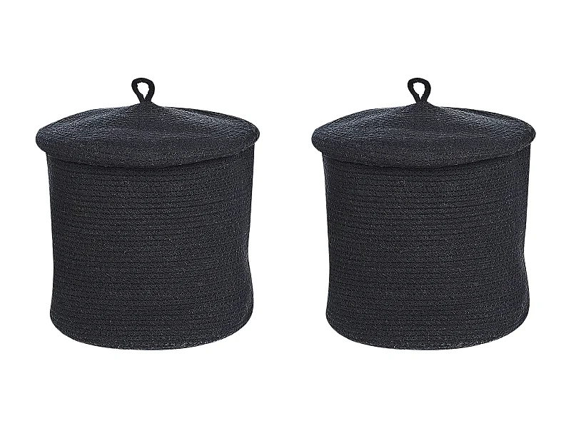 2er Set aus Baumwolle geflochtene Aufbewahrung Körbe schwarz Silopi