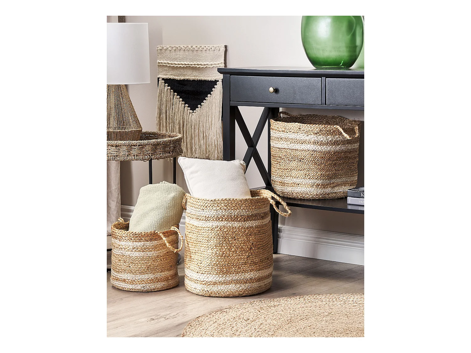 Conjunto de 3 cestos ZHOB Juta Natural