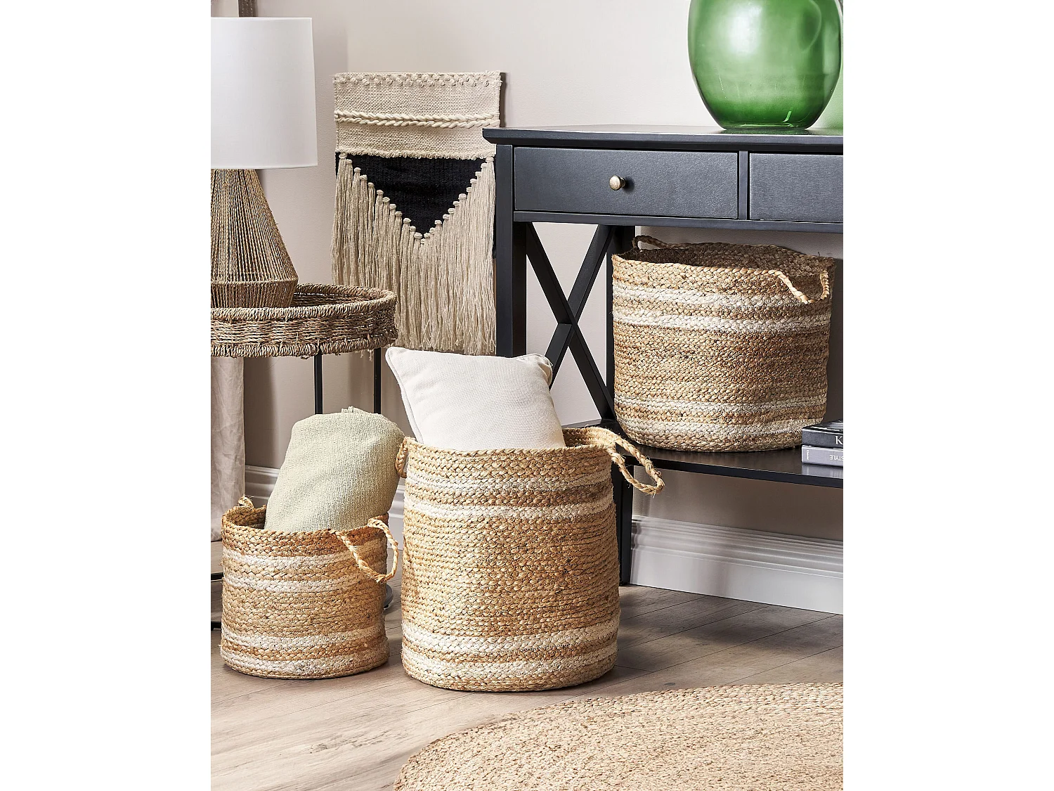 Conjunto de 3 cestos ZHOB Juta Natural