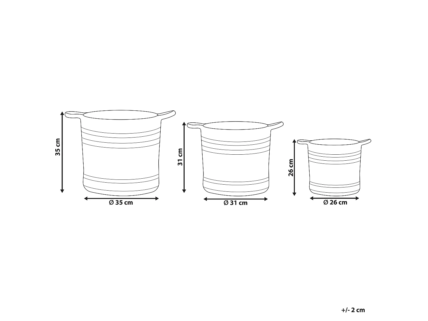 Conjunto de 3 cestos ZHOB Juta Natural