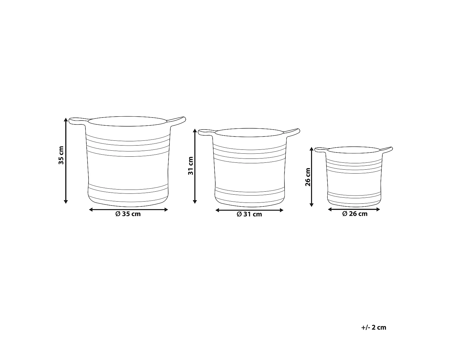 Conjunto de 3 cestos ZHOB Juta Natural