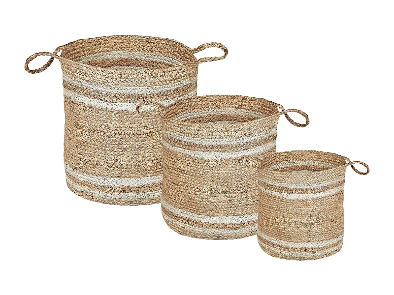 Set di 3 cestini ZHOB Iuta Naturale