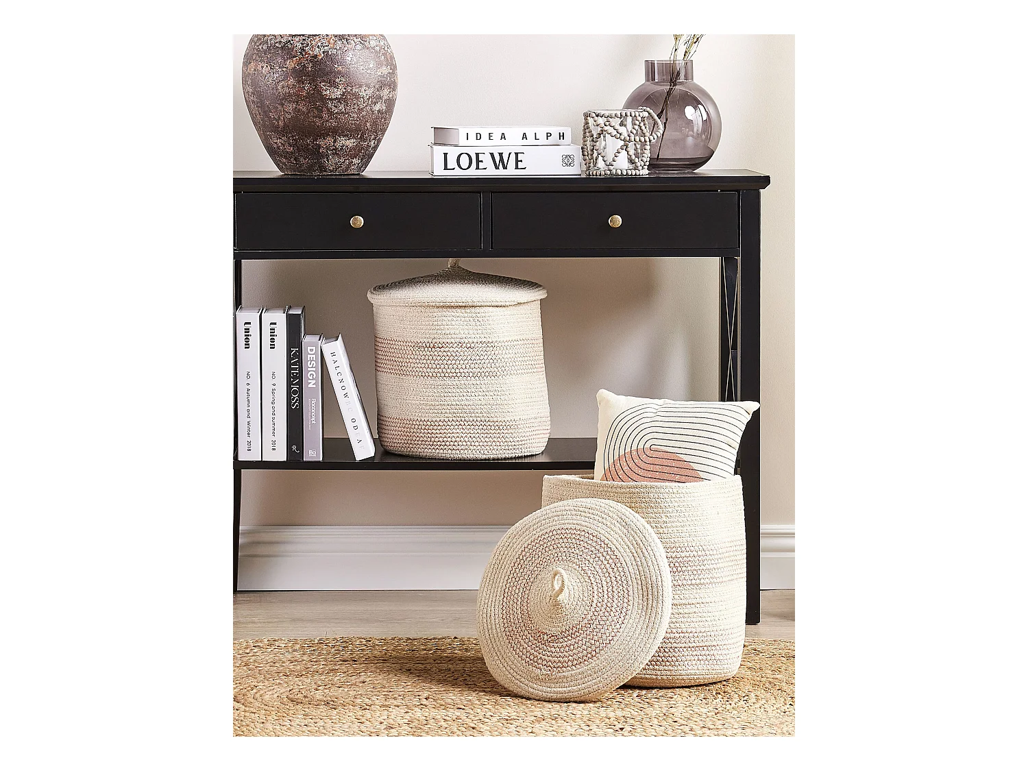 Lot de 2 paniers SILOPI Coton Beige clair