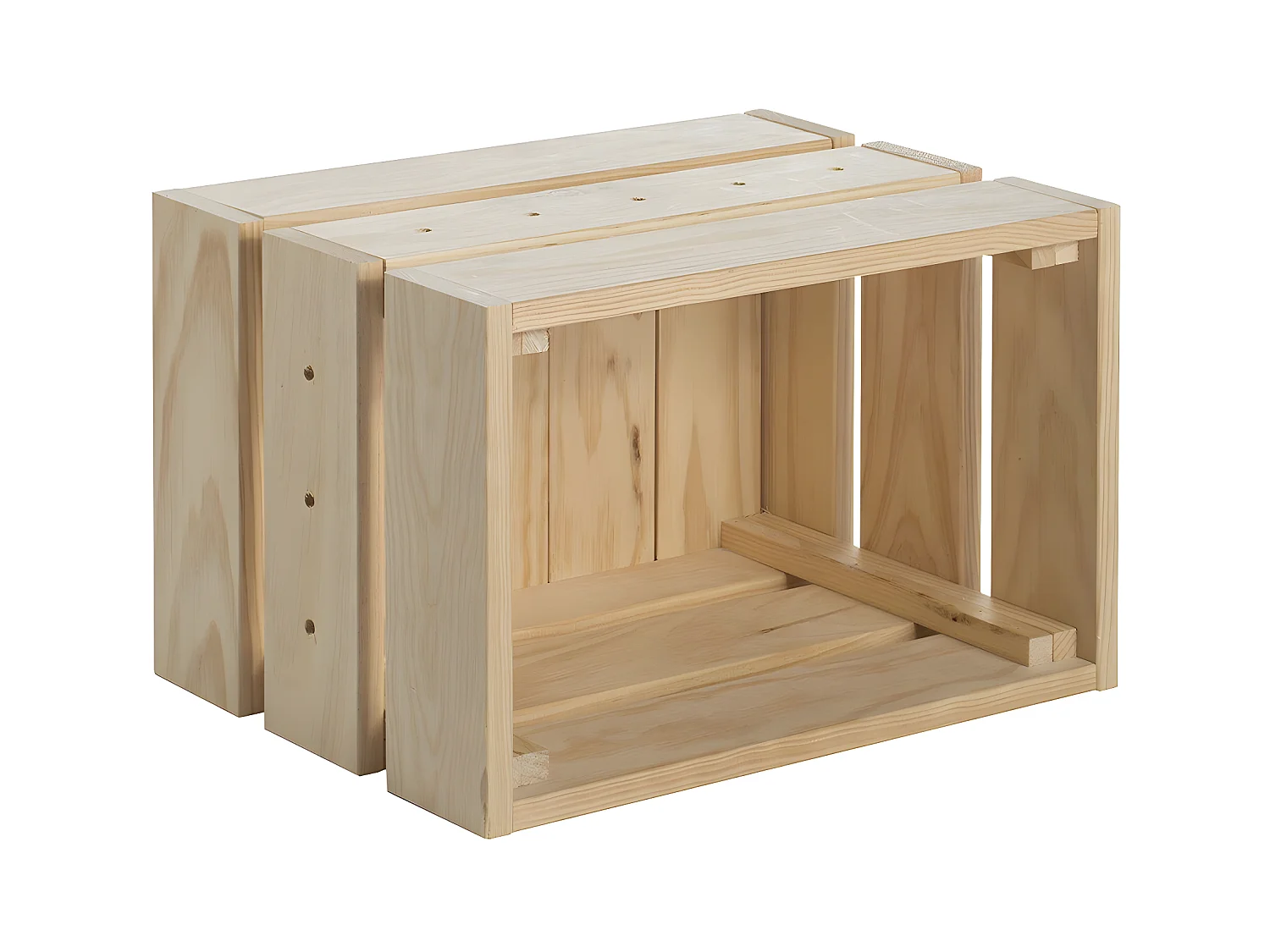 Caisse en pin massif modulable et empilable - L38,4 x H28 cm