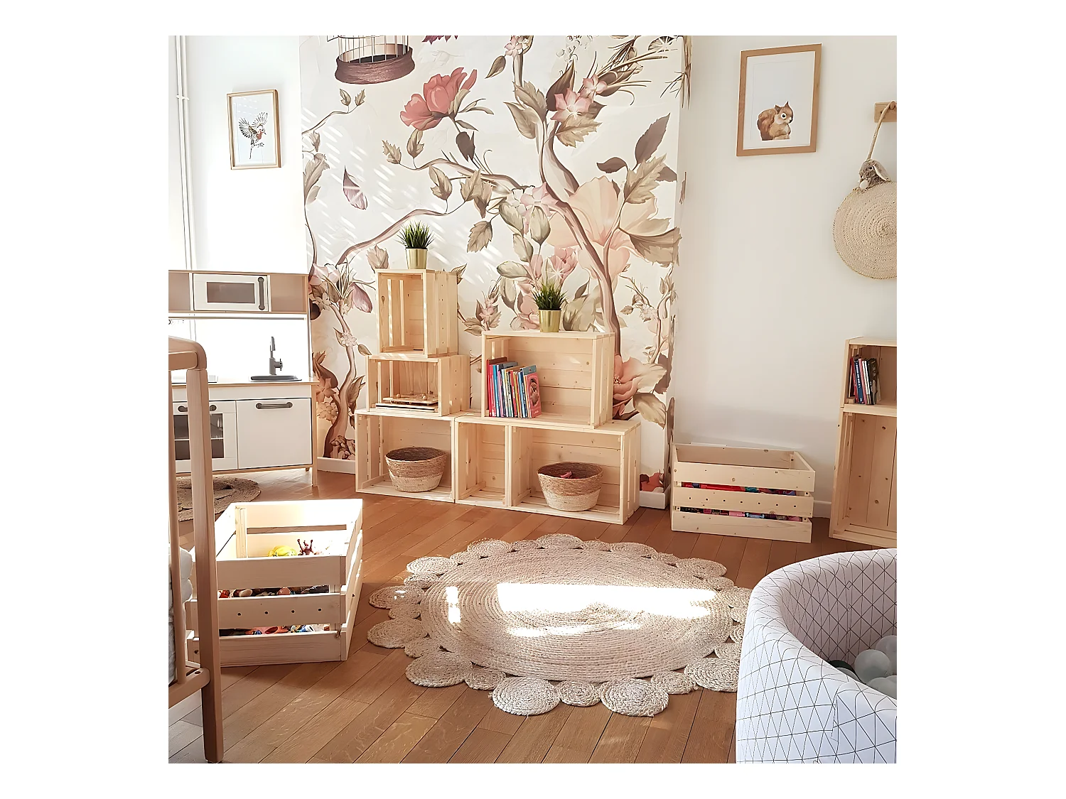 Caisse en pin massif modulable et empilable - L38,4 x H28 cm