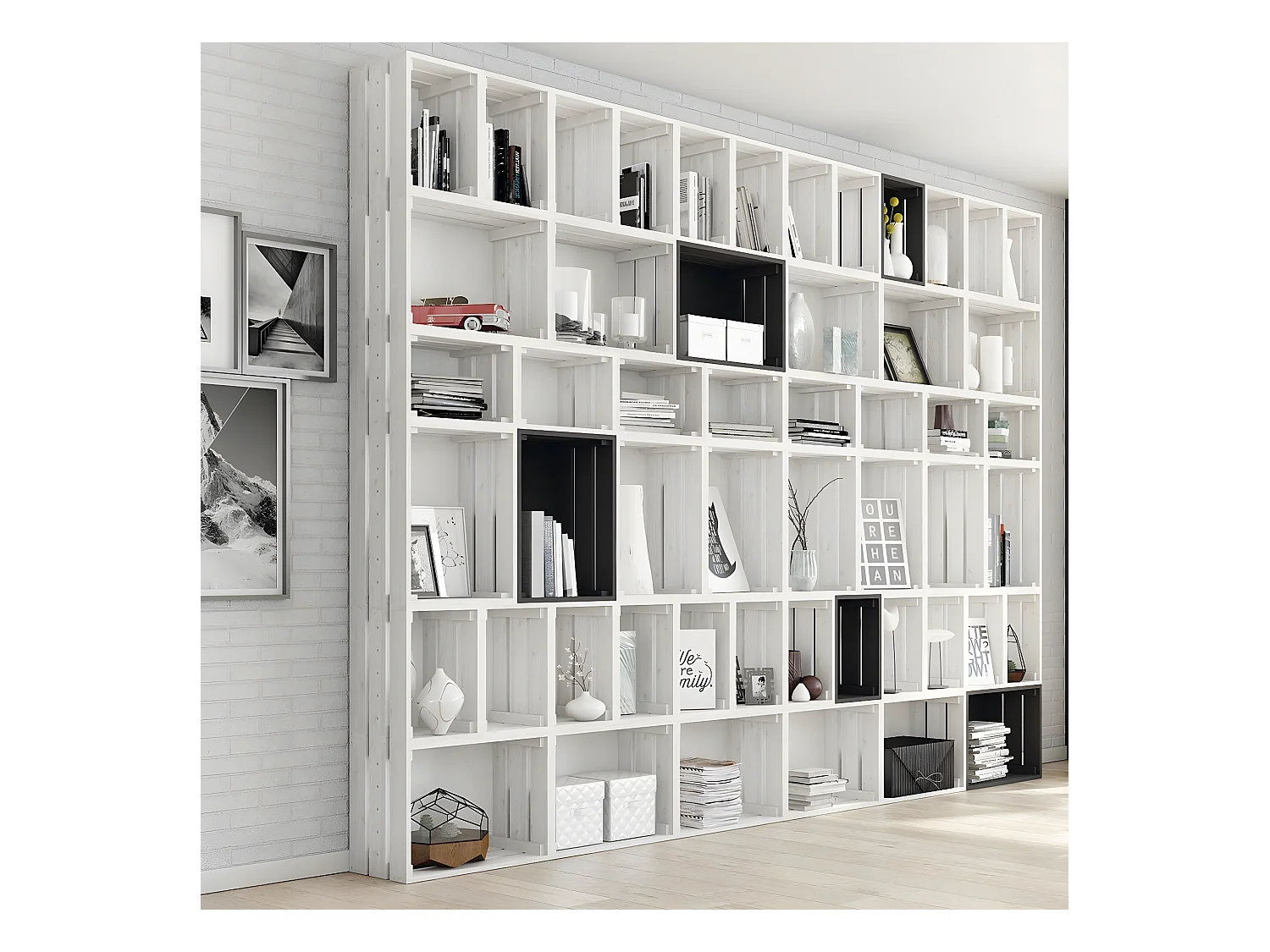 Caisse en pin massif modulable et empilable - L38,4 x H28 cm