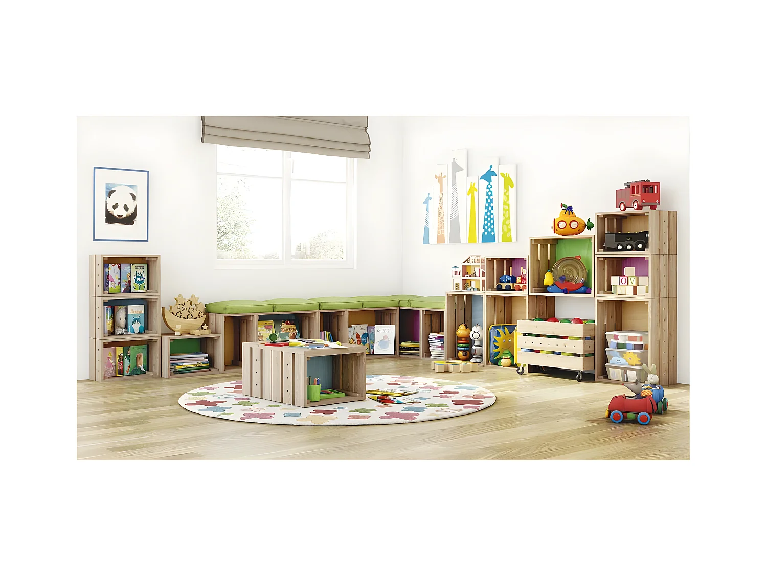 Caisse en pin massif modulable et empilable - L38,4 x H28 cm