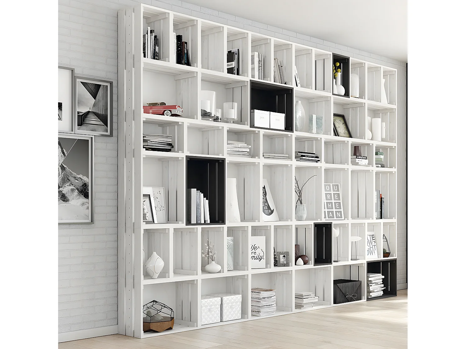 Caisse en pin massif modulable et empilable - L38,4 x H28 cm