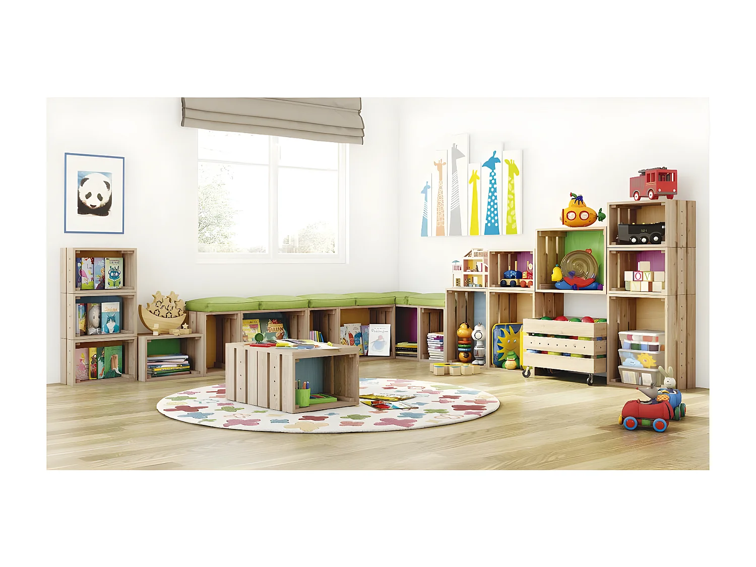 Caisse en pin massif modulable et empilable - L38,4 x H28 cm