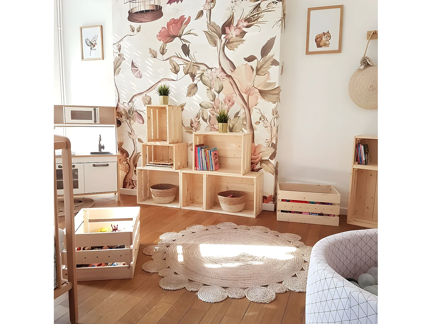 Caisse en pin massif modulable et empilable - L38,4 x H28 cm