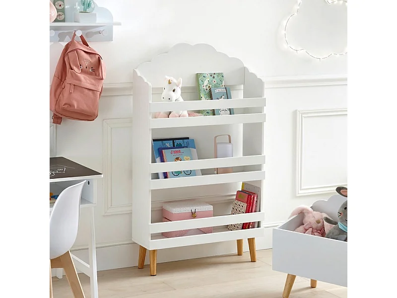 Bibliothèque Enfant Nuage blanc 3 étagères