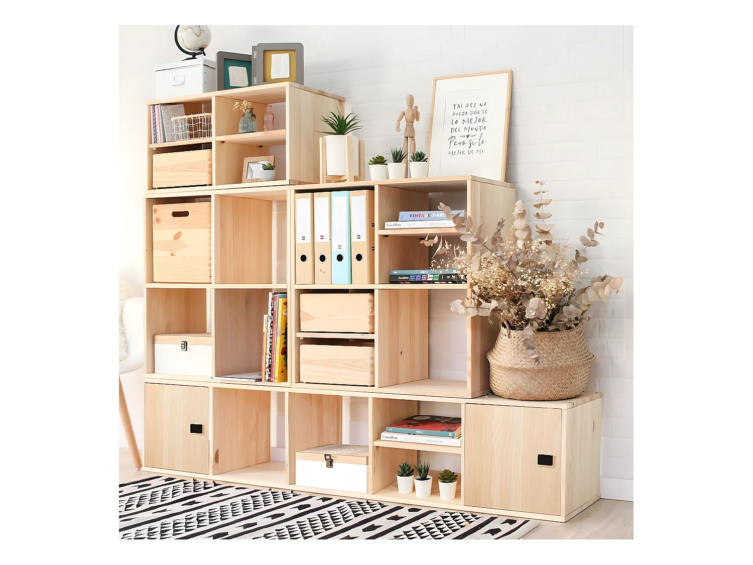 Cubo de almacenamiento de pino macizo Dinamic Estantería intermedia