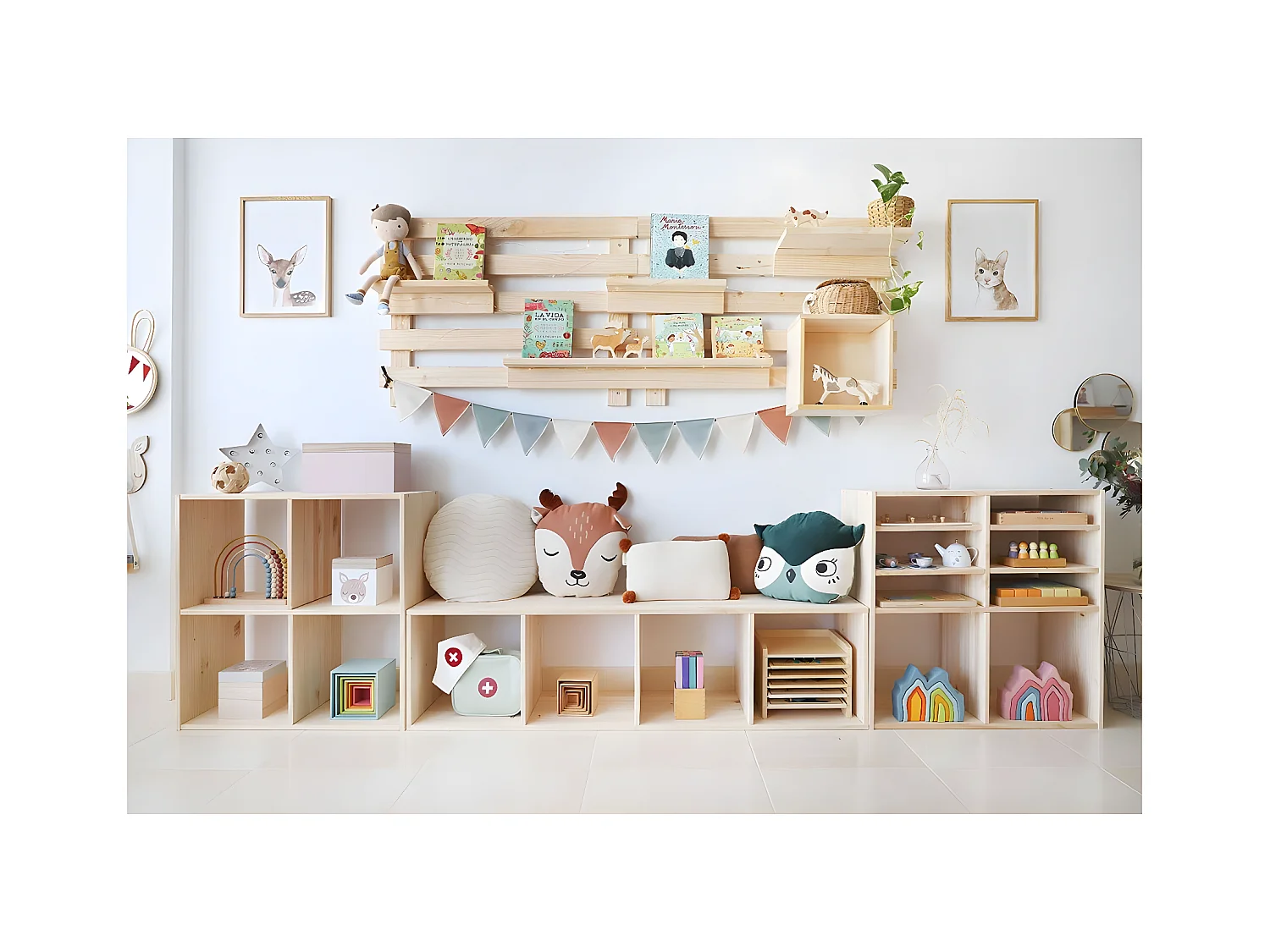 Cubo de almacenamiento de pino macizo Dinamic Estantería intermedia