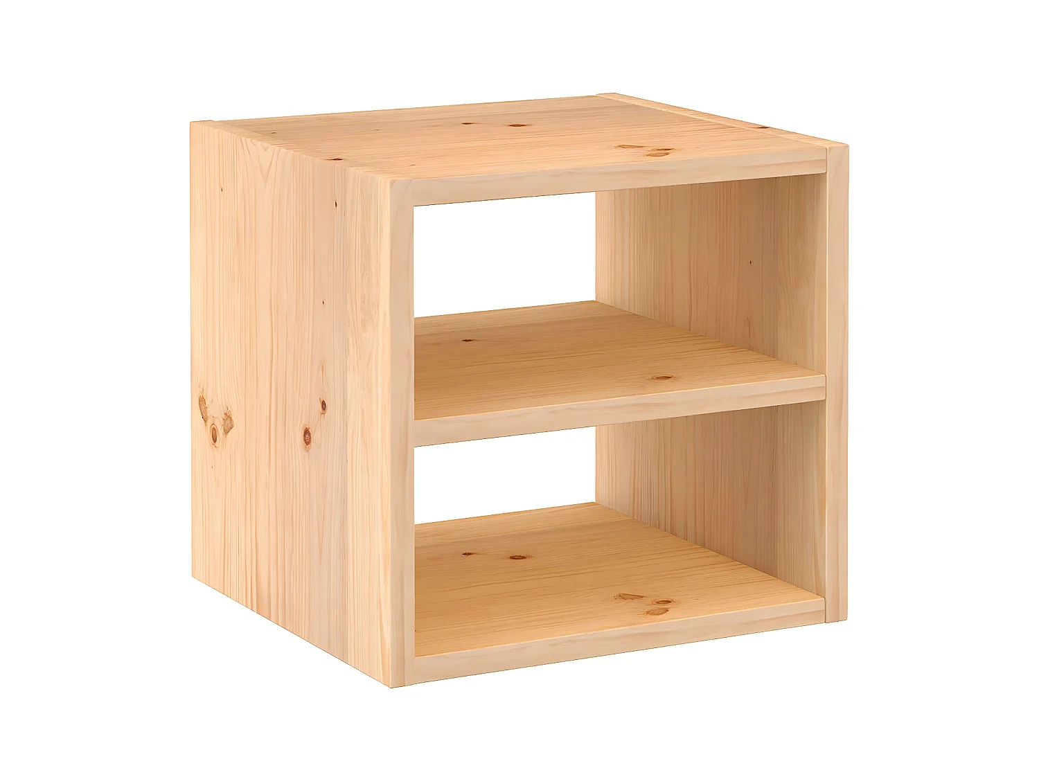Etagère cube en pin massif avec une tablette intermédiaire - L36,2 x H36,2 cm