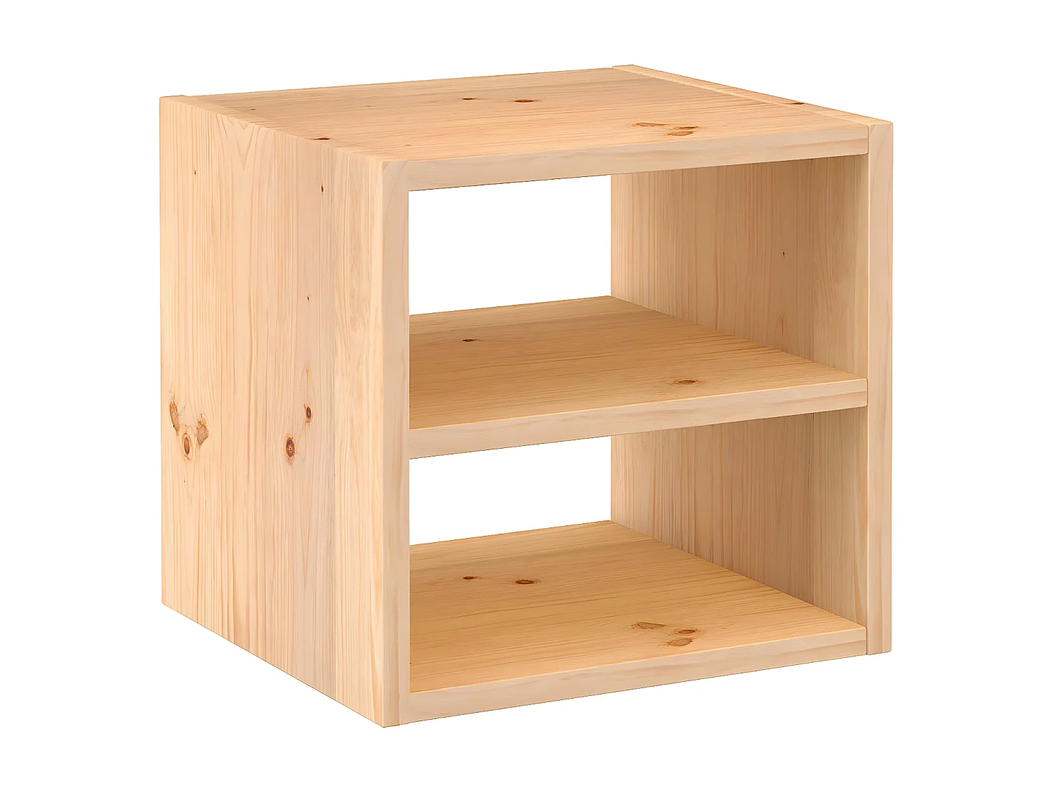 Etagère cube en pin massif avec une tablette intermédiaire - L36,2 x H36,2 cm