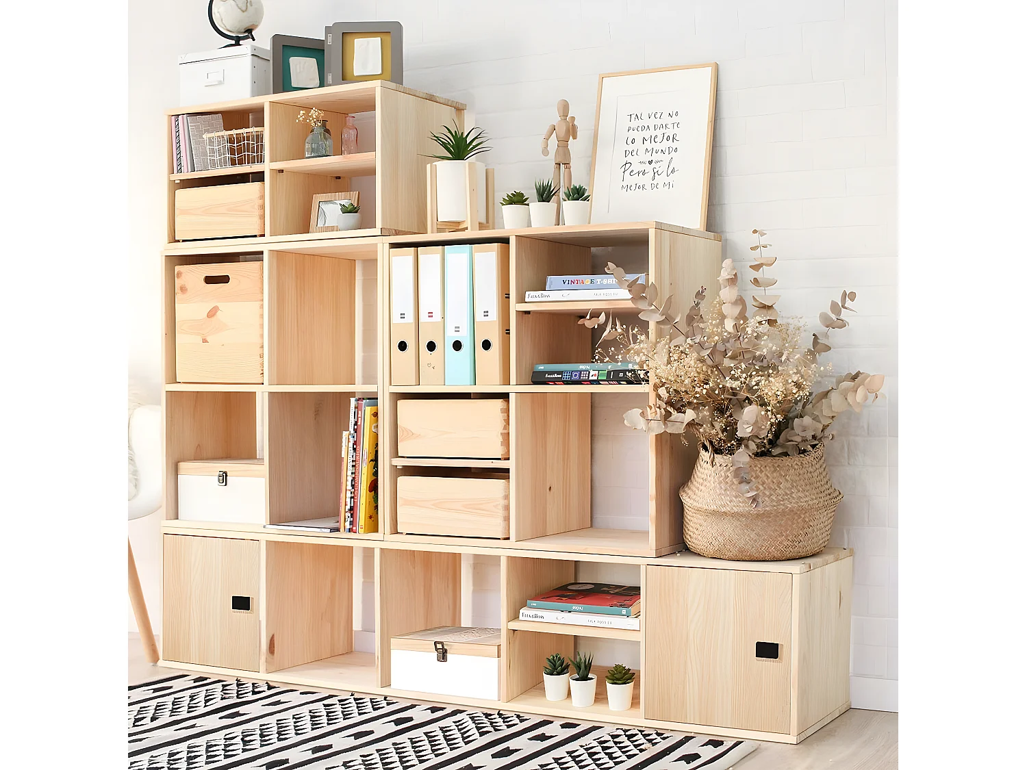 Ordnungskiste mit 2 Schubfächern aus massivem Kiefernholz "Dinamic"