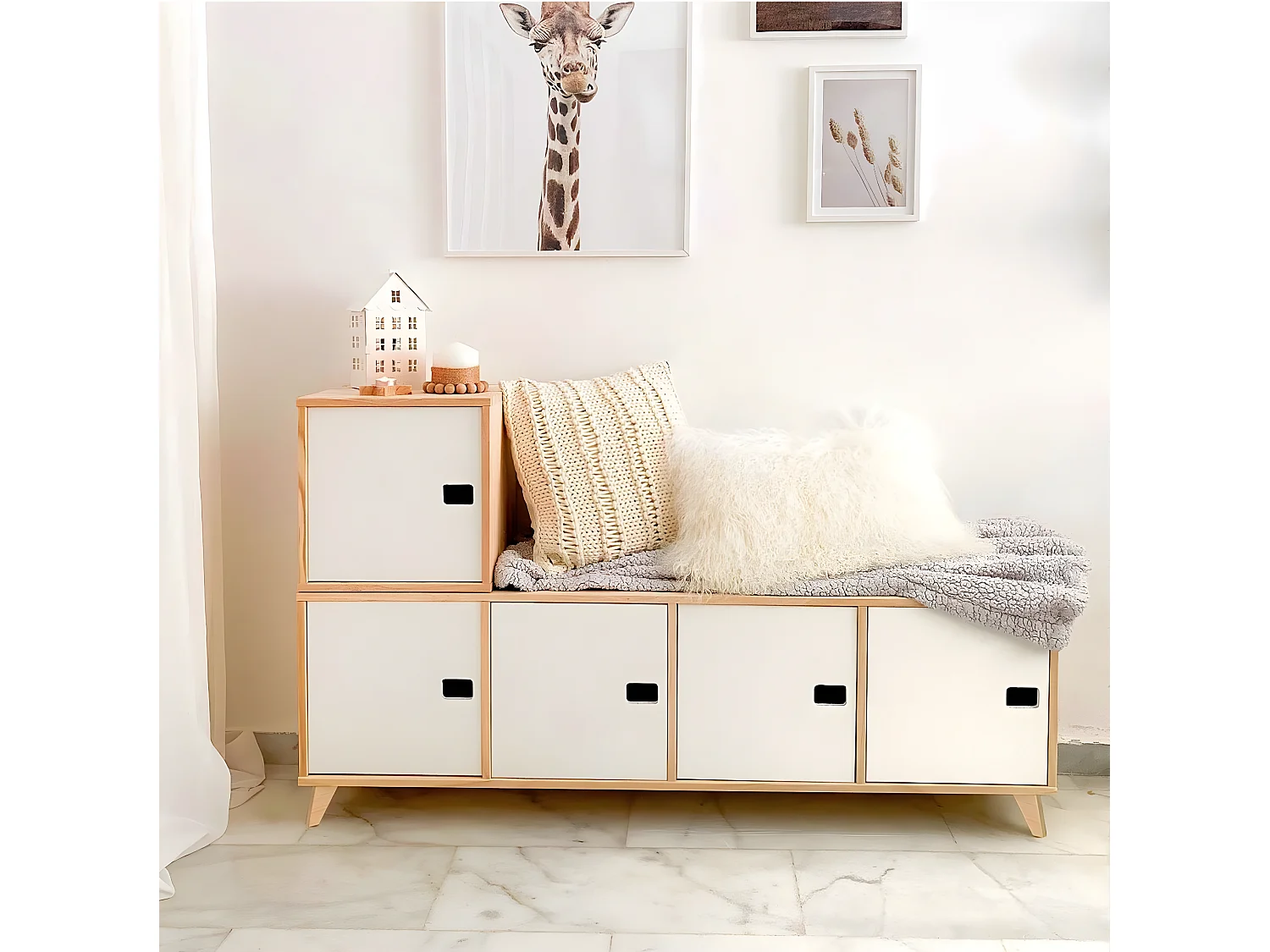 Ordnungskiste mit 2 Schubfächern aus massivem Kiefernholz "Dinamic"